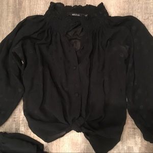 Super cute black sheet shirt with dots.